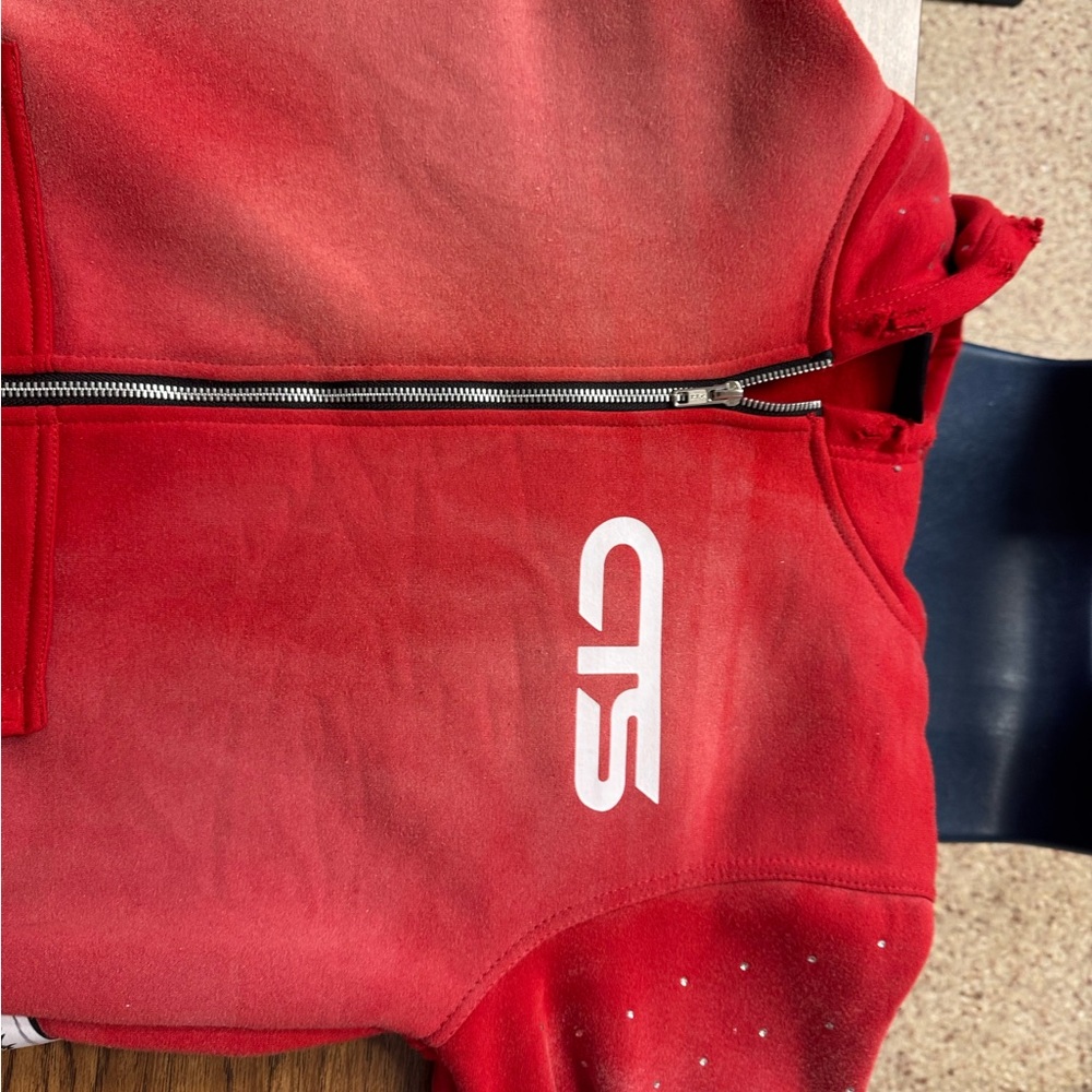 Red Zip-Up Jacket with Logo